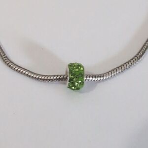 Silver Green with Green Rhinestones Charm for Pandora‎ Style Bracelet